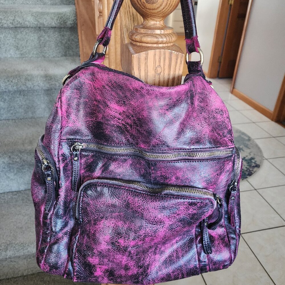 RARE LUSHER CO QUEST CONVERTIBLE BACKPACK SHOULDER BAG IN REBEL FUSCHIA